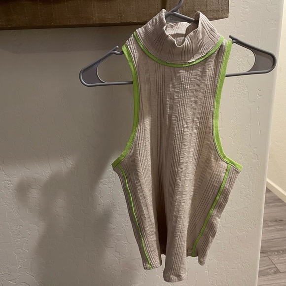 We The Free, turtle neck tank top. Size XS, tan with neon green detail, NWT• - Picture 13 of 15